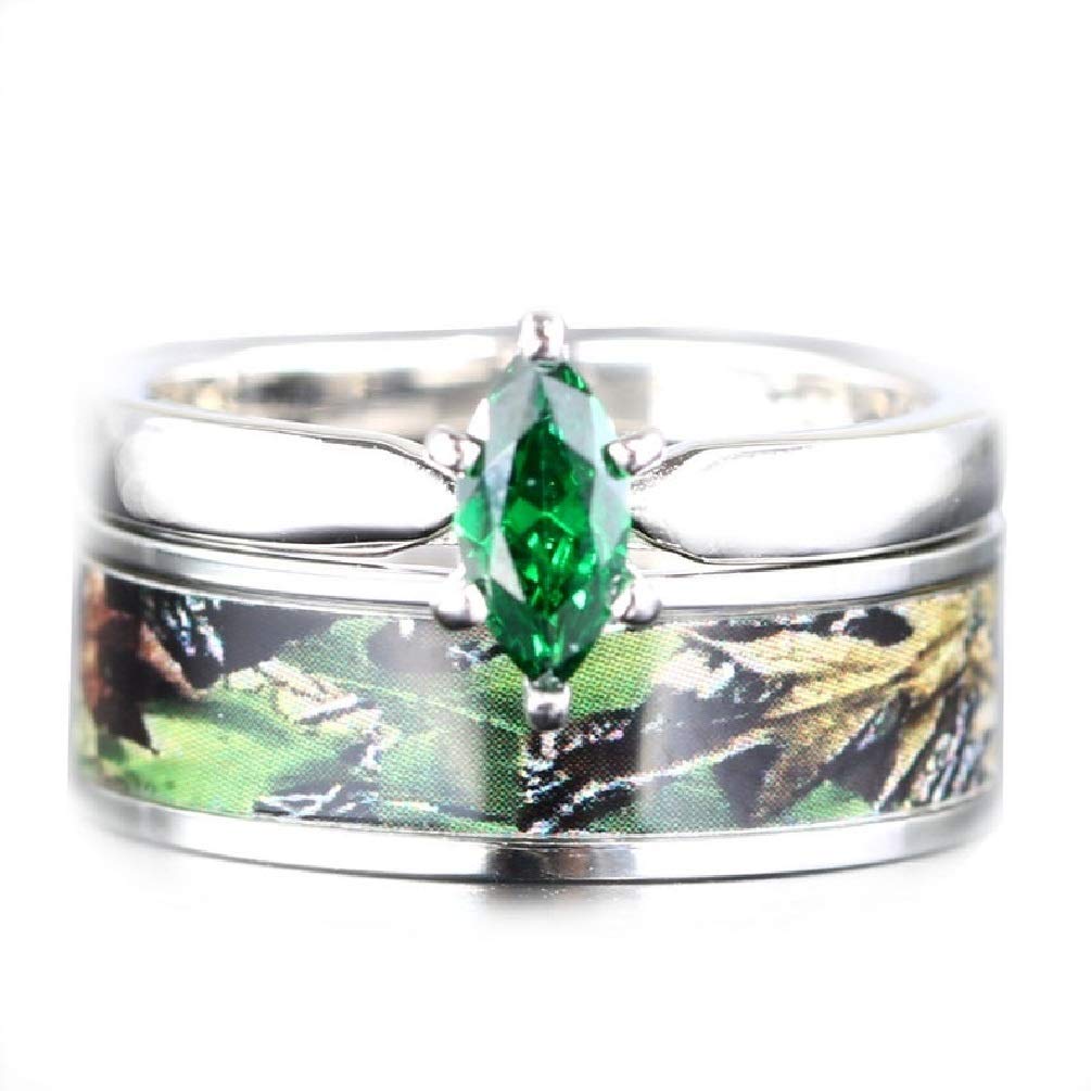 His & Hers Green Camo Wedding Ring Sets - Matching Camo Wedding Bands for Couples - Tungsten Carbide Engagement Ring Set - Durable Comfort Fit Wedding Rings - Camo Rings for Women & Men - Perfect for Outdoor Weddings, Hunting Enthusiasts & Military-Themed Ceremonies