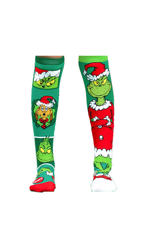 Madmia Merry Grinchmas Christmas Socks - Fun Holiday Novelty Socks for Women & Men - Perfect for Xmas Parties, Gifts & Festive Celebrations