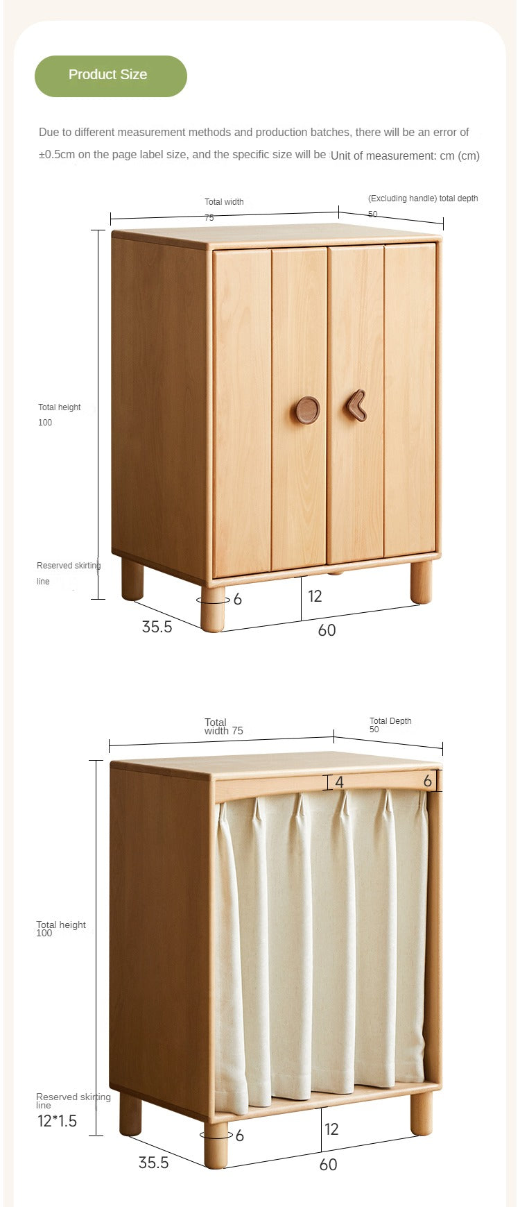 Solid Wood Beech & Rubber Kids Wardrobe - Multi-Functional Storage Cabinet for Bedroom, Nursery, and Playroom Organization