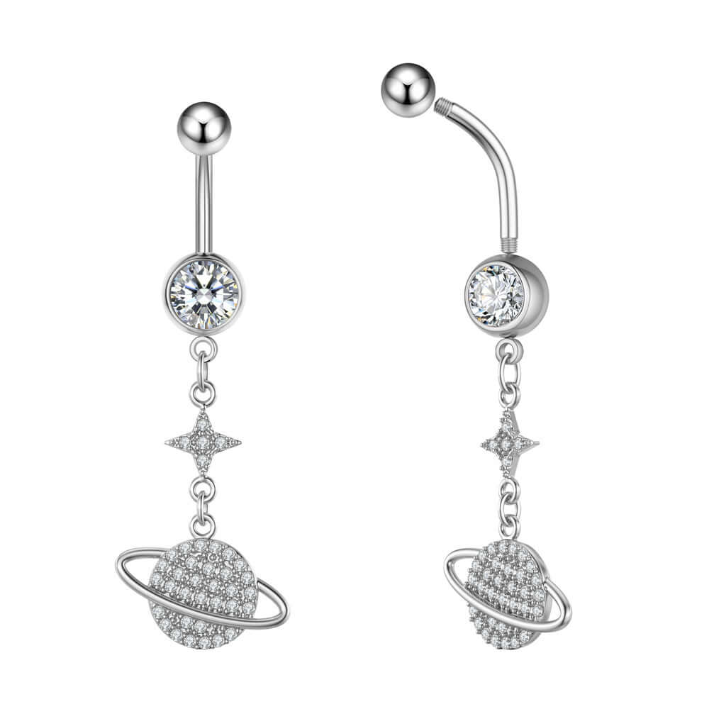 14G Purple CZ Butterfly Double Mount Dangle Belly Button Ring | WH2560 - Stylish Body Jewelry for Women, Perfect for Parties, Beach & Summer Outfits