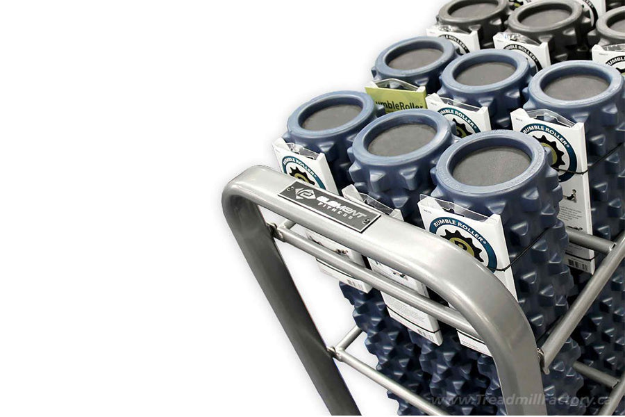 Element Fitness Foam Roller Rack - 4 Slot Storage Organizer for Yoga, Gym & Home Workout Equipment - Perfect for Fitness Studios and Home Gyms