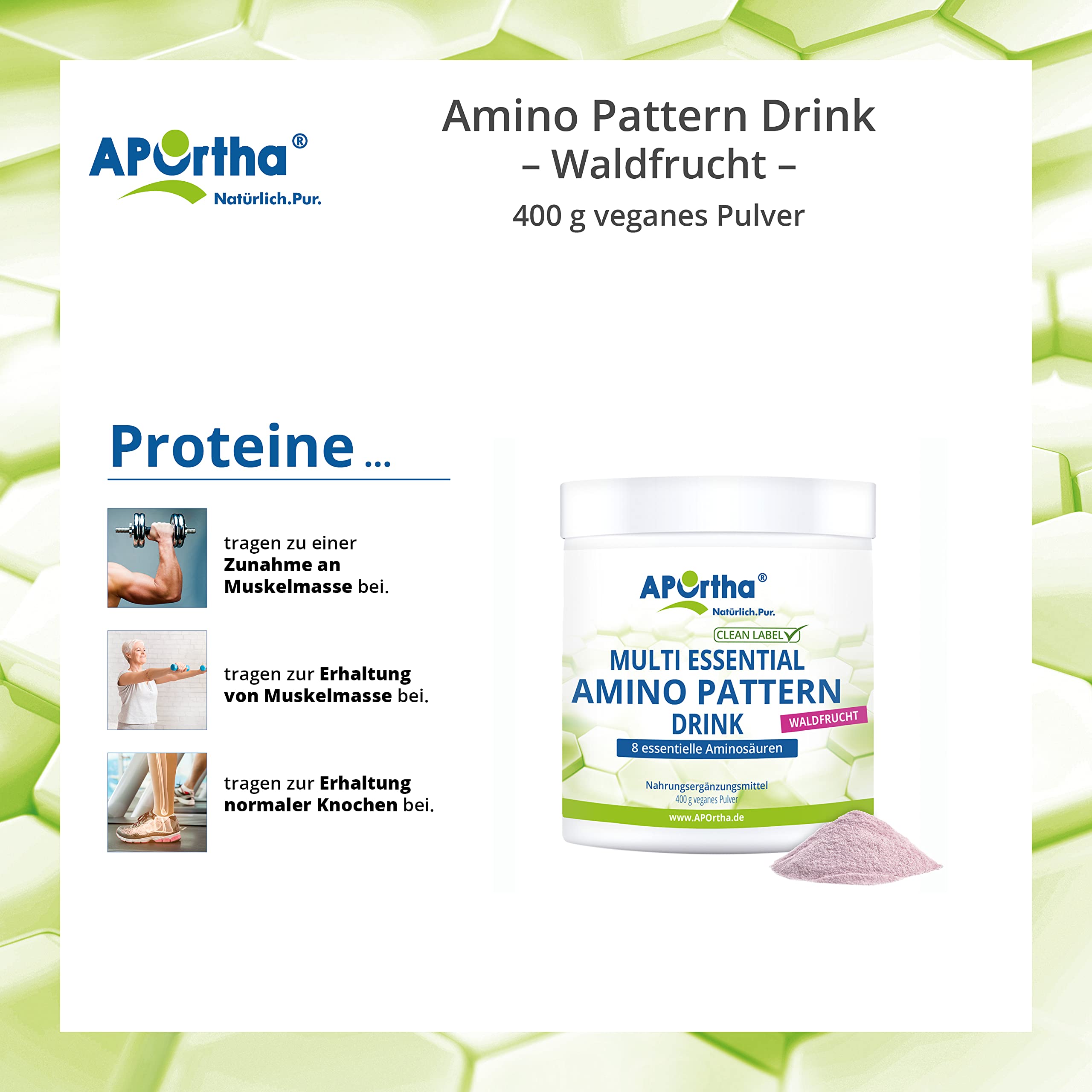 APOrtha® Multi Essential Amino Acid Supplement - 400g Forest Berry Flavor with 8 Essential Amino Acids | High Dose EAA Complex for Optimal Protein Support | Pre-Workout, Post-Workout Recovery & Muscle Growth