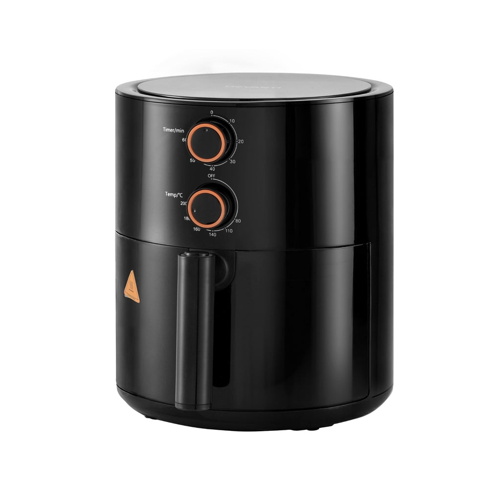 Devanti 4L Air Fryer with Knob Control - 1500W Large Capacity Oil-Free Fryer for Healthy Cooking - Perfect for Family Meals, Snacks & Quick Meals