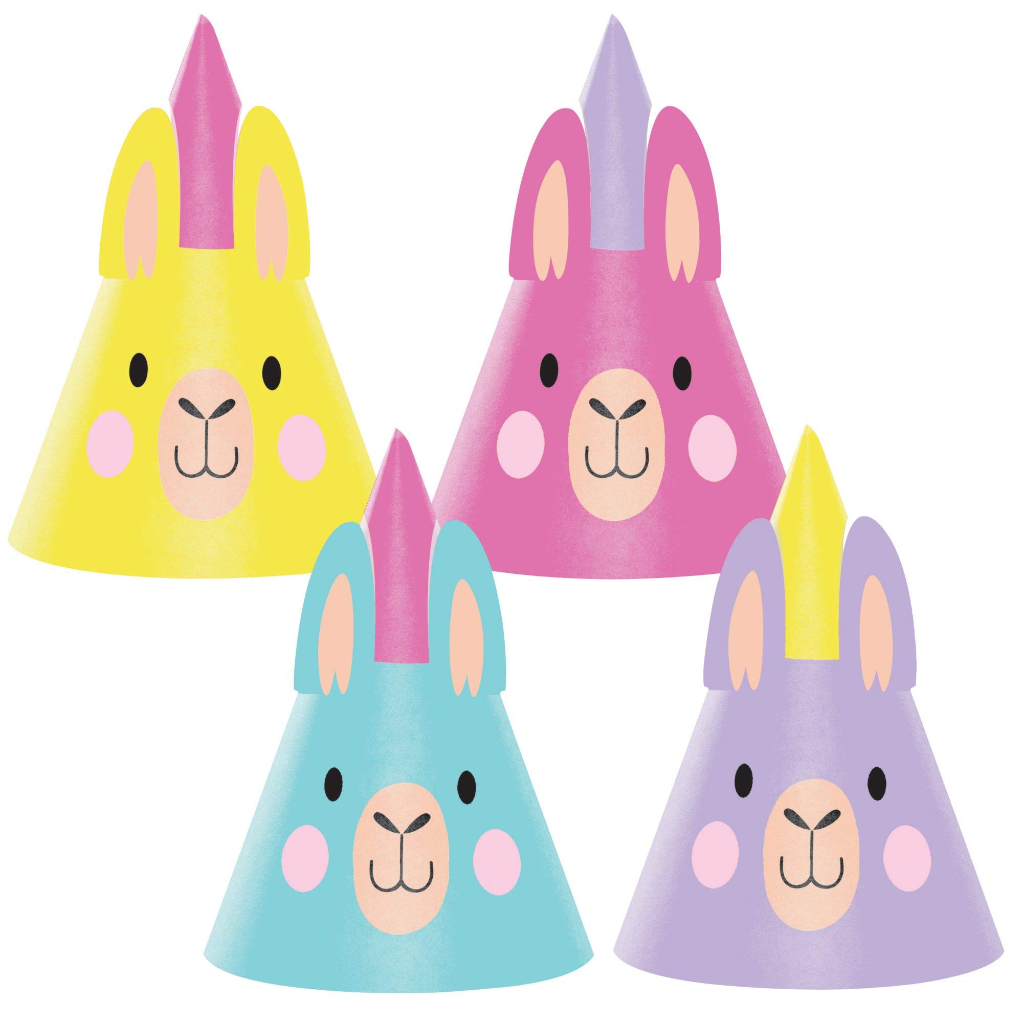 48 Pack Yellow & Purple Llama Party Hats - 6.25 Inch Fiesta Hats for Birthday Parties, Baby Showers & Themed Events