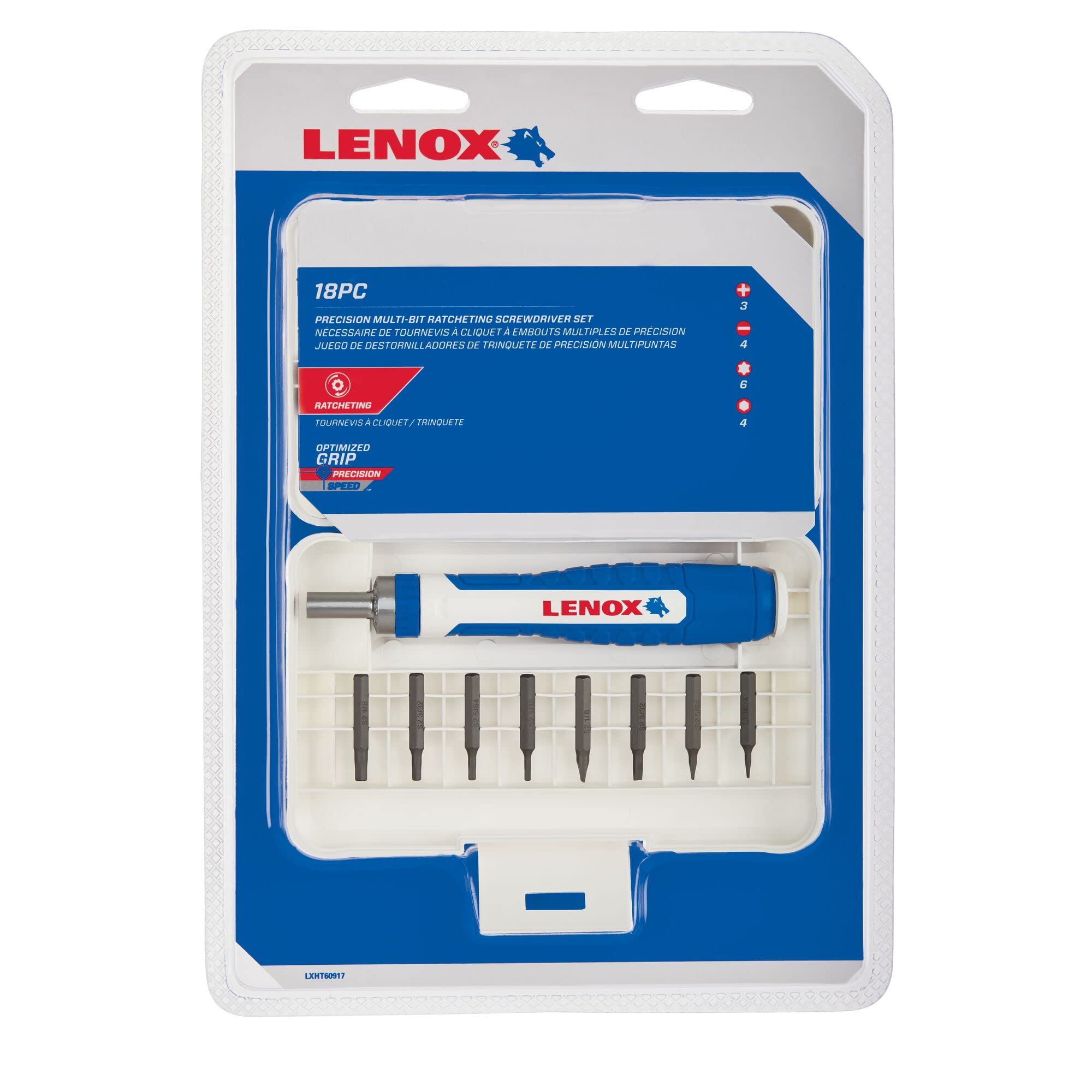 LENOX 18-Piece Screwdriver Set with Multi Bit Ratchets, Phillips & Slotted Bits - Durable Hand Tools for Home Repair, DIY Projects & Professional Use (LXHT60917)