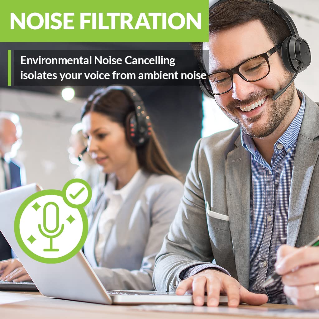 Avantree Alto 8060 Wireless Bluetooth Headset with Smart Noise Canceling Mic - Crystal Clear Calls in Noisy Environments | Sidetone Support | USB Adapter for PC/Laptop | Perfect for Office, Call Centers & Remote Work