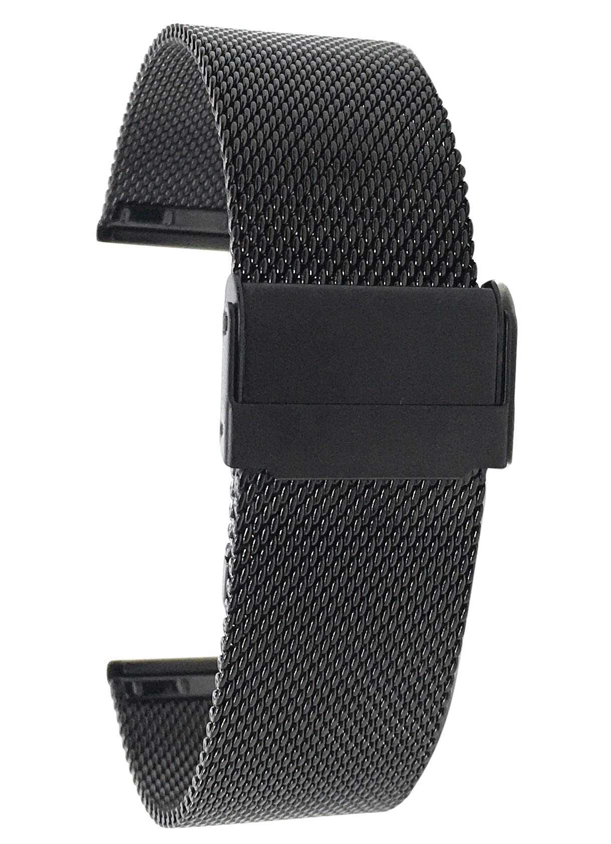 Stainless Steel Mesh Watch Band for Men & Women - 20mm Adjustable Metal Watch Strap with Fold Over Clasp - Black Fine Mesh Replacement Band for Smartwatches & Dress Watches (Perfect for Business, Formal & Casual Wear)
