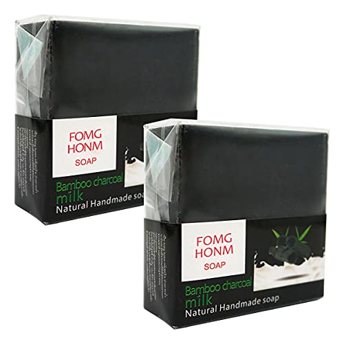 Oniyea Organic Handmade Bar Soap - 100% Natural Luxury Body, Face & Hand Wash with Pure Essential Oils - Bamboo Charcoal & Fruit/Flower Scents - Long Lasting Skincare for Women & Men - Perfect for Daily Use, Birthday Gifts, Mother's Day & Valentine's Day - Set of 2 (3.5 Oz Each)