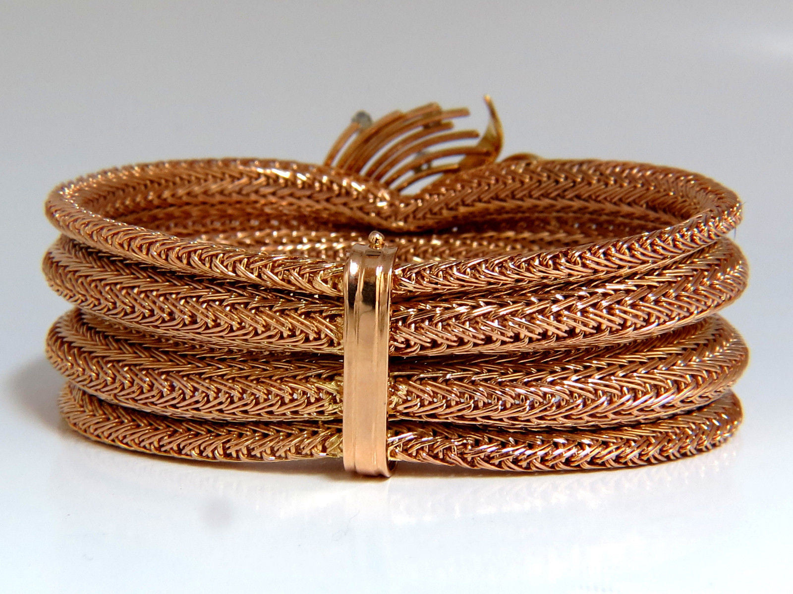 Vintage Argentina Republic 18kt Gold Flex Mesh Tubular Bracelet with 0.50ct Diamonds - Elegant Jewelry for Women, Perfect for Parties, Weddings & Special Occasions