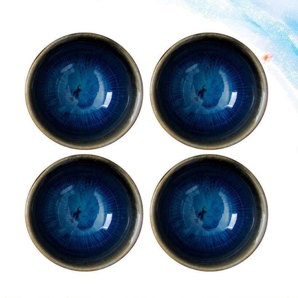 Amosfun 4-Piece Ceramic Dip Bowls Set - Small Sauce Dishes for Sushi, Soy Sauce, Snacks, Appetizers, Desserts & Seasonings - Perfect for Entertaining, Parties & Home Dining