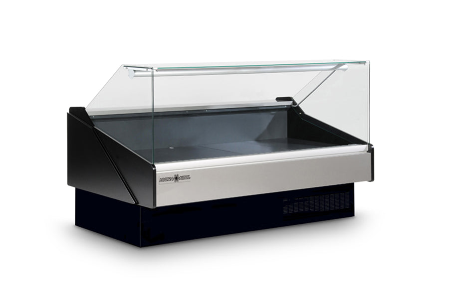 Hydra Kool KFM FG 120 S - 120 Inch Commercial Flat Glass Deli Display Case for Fresh Meat, Self-Contained Refrigerator - Perfect for Supermarkets, Butcher Shops, and Grocery Stores