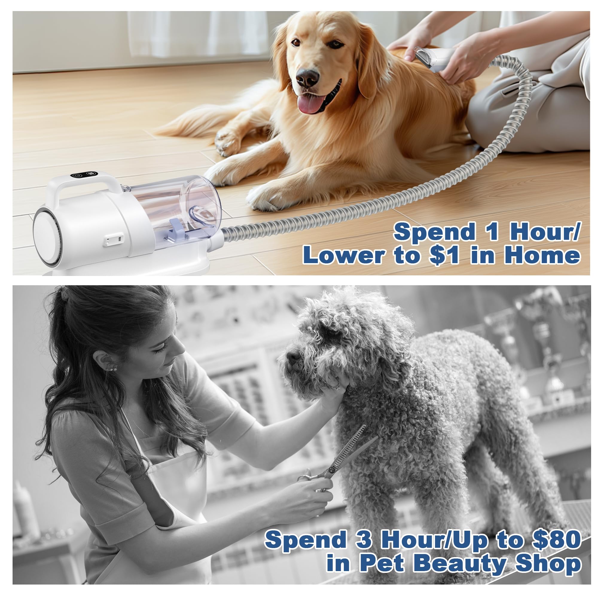13000Pa Pet Grooming Vacuum Kit - 6-in-1 Dog Hair Vacuum with Brush, Clipper & 3 Attachments for Shedding Control | 2.3L Dust Cup, 3 Suction Levels & Ultra Quiet | Perfect for Home Grooming, Pet Salon & Allergy Relief for Dogs & Cats