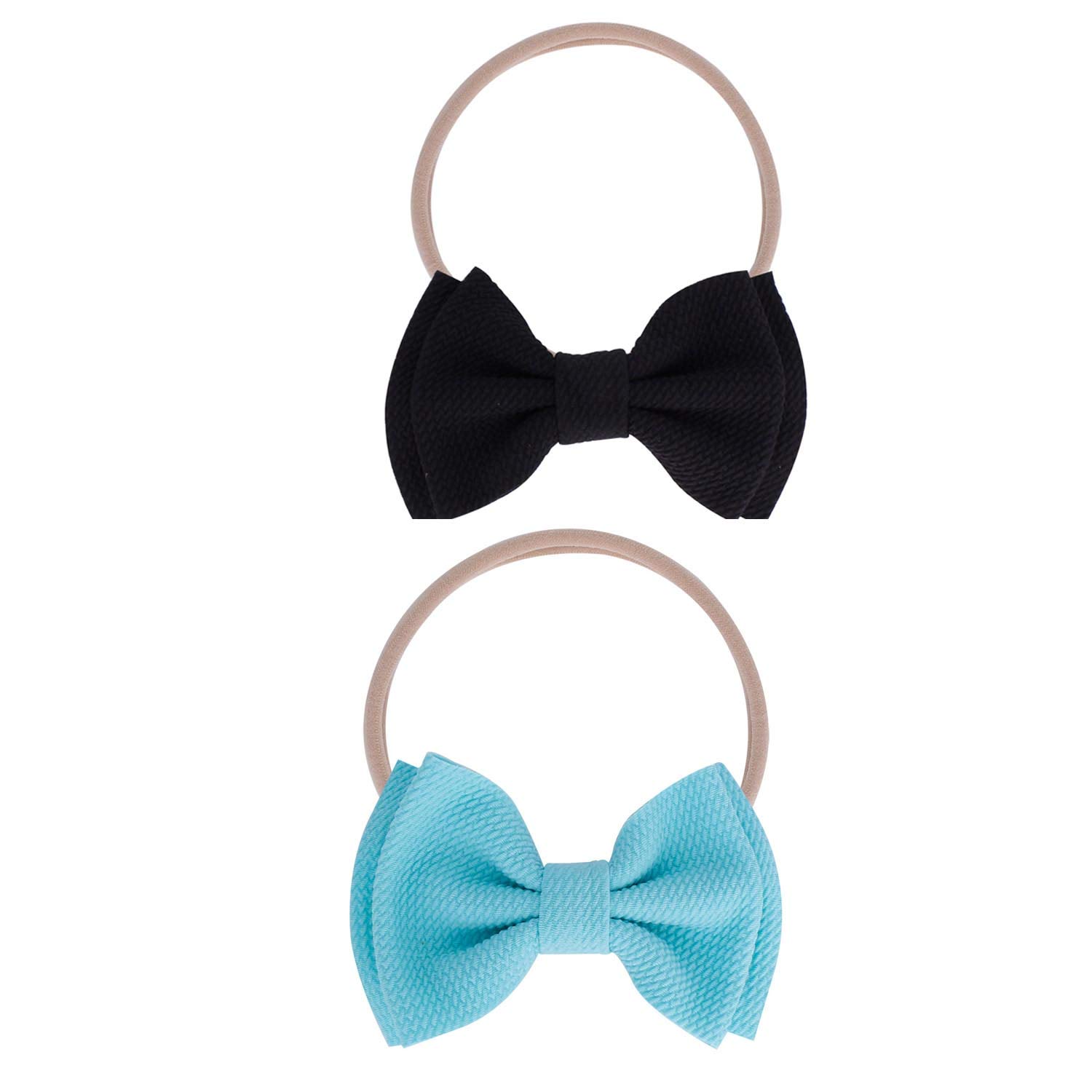 10 Pack Stretchy Nylon Baby Headbands with Bows - Soft Hair Accessories for Newborns, Toddlers & Girls | Perfect for Photoshoots, Birthday Parties & Everyday Wear