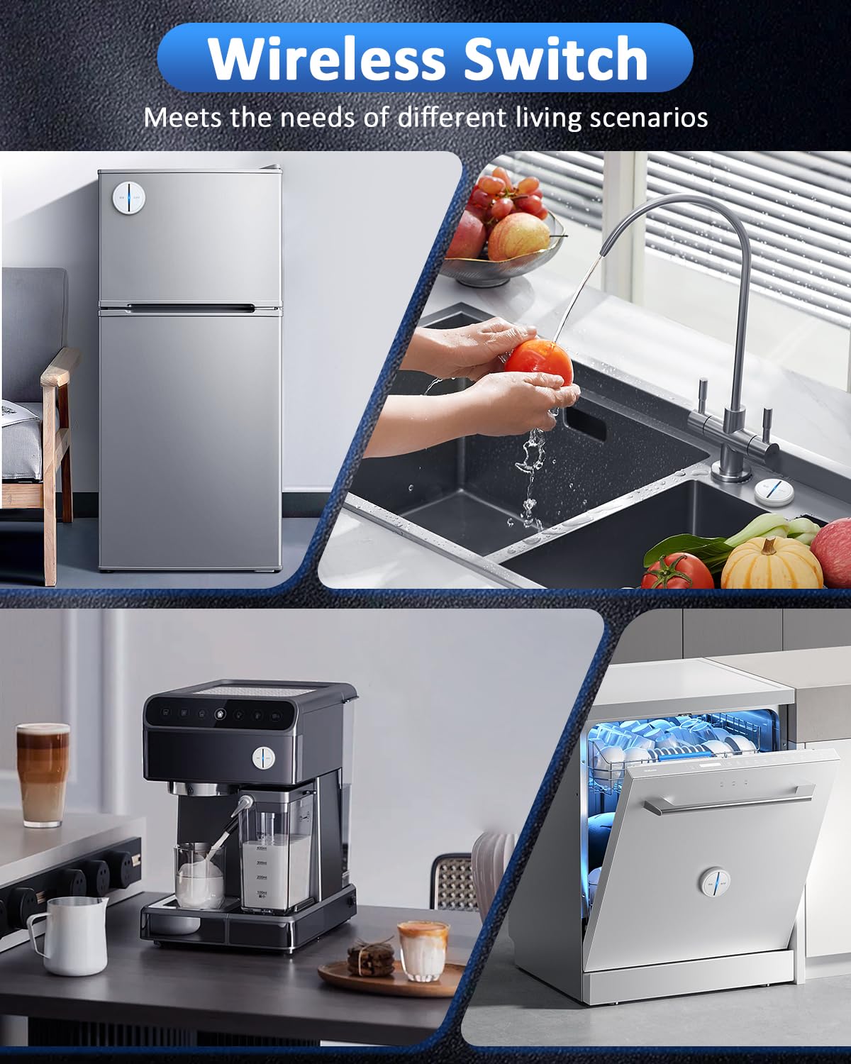 **ElecTop Wireless Garbage Disposal Switch Kit – No Drilling Remote Control Outlet, 15A/1500W, Sink Top Button for Waste Disposal – Perfect for Kitchen Sink & Home Renovation**