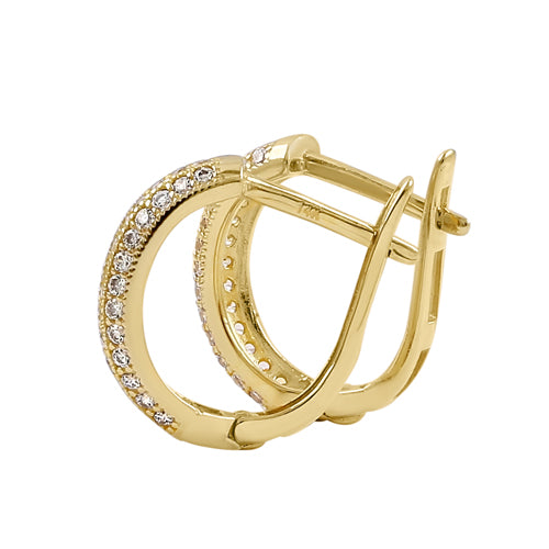 14K Yellow Gold Triple CZ Hoop Earrings for Women - Dainty Stackable Huggie Earrings for Everyday Wear, Gift Giving & Special Occasions
