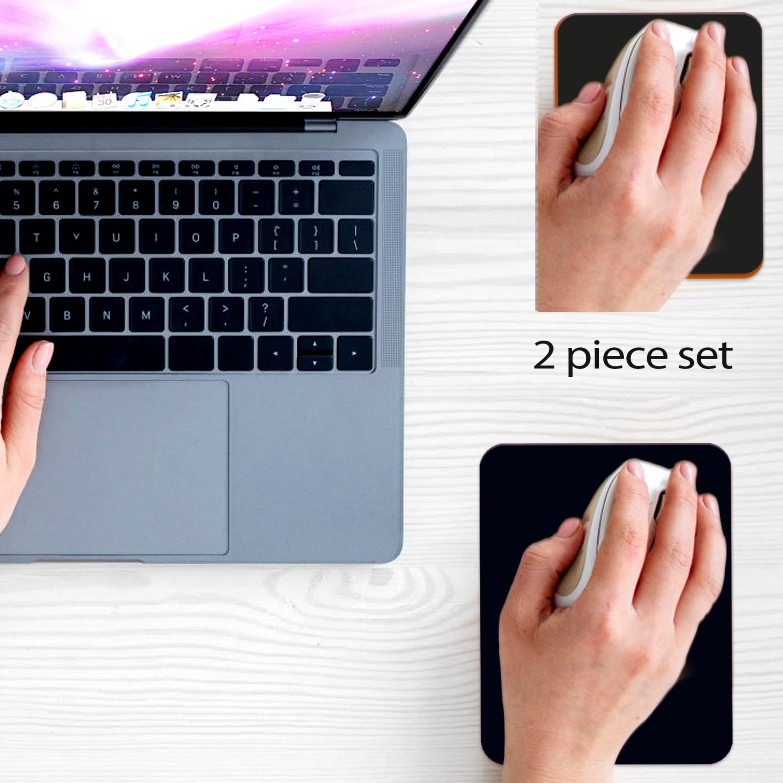 Premium Small Mouse Pad Set - 5x6 & 5.7x7.5 Inch Mini Mouse Pads with Non-Slip Rubber Base | Waterproof & Portable for Wireless Mouse & Laptop | Perfect for Office, Gaming & Travel (Black)