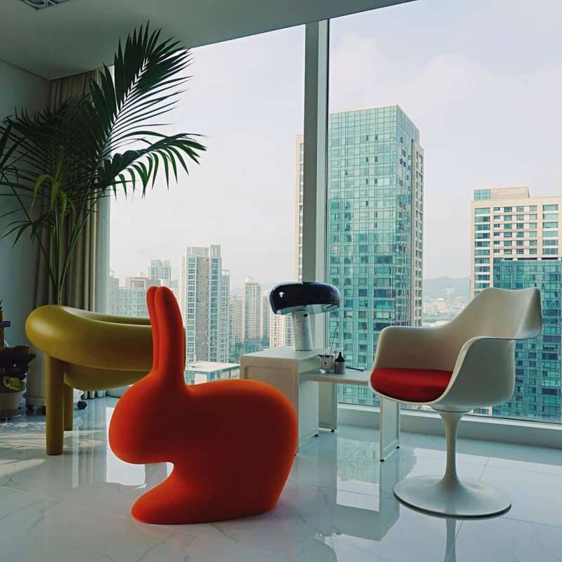 Qeeboo Velvet Rabbit Chair - Modern Kids Room Decor, Playroom Seating & Whimsical Nursery Furniture for Girls & Boys