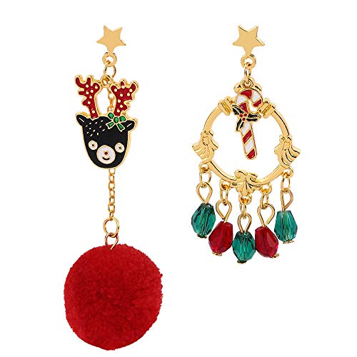 FXMIMIOR Gold Red Christmas Dangle Hoop Earrings Set - Festive Tree Design Jewelry for Women & Girls | Perfect for Holiday Parties, Gift Giving & Seasonal Outfits (Pattern 7)
