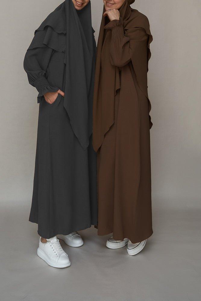Dark Gray Umrah Abaya Dress - Non-Wrinkling Prayer Gown for Women | Perfect for Hajj, Islamic Prayer & Modest Fashion