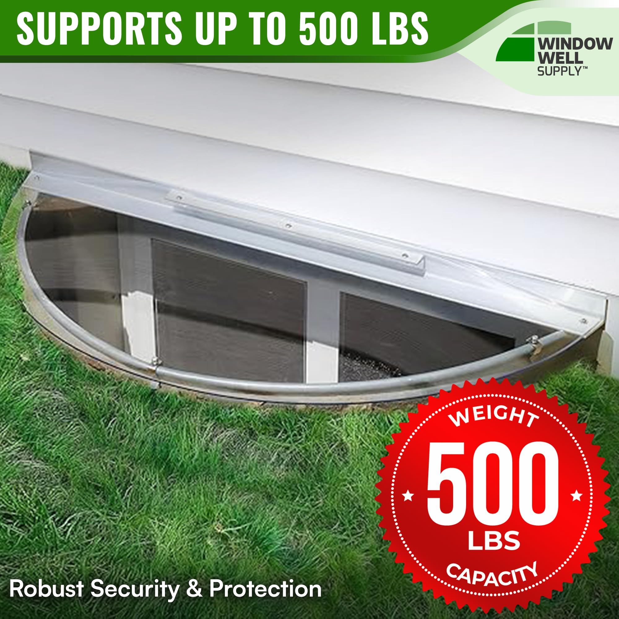 Heavy-Duty Polycarbonate & Aluminum Window Well Cover for Basement Windows - Sloped Design (44