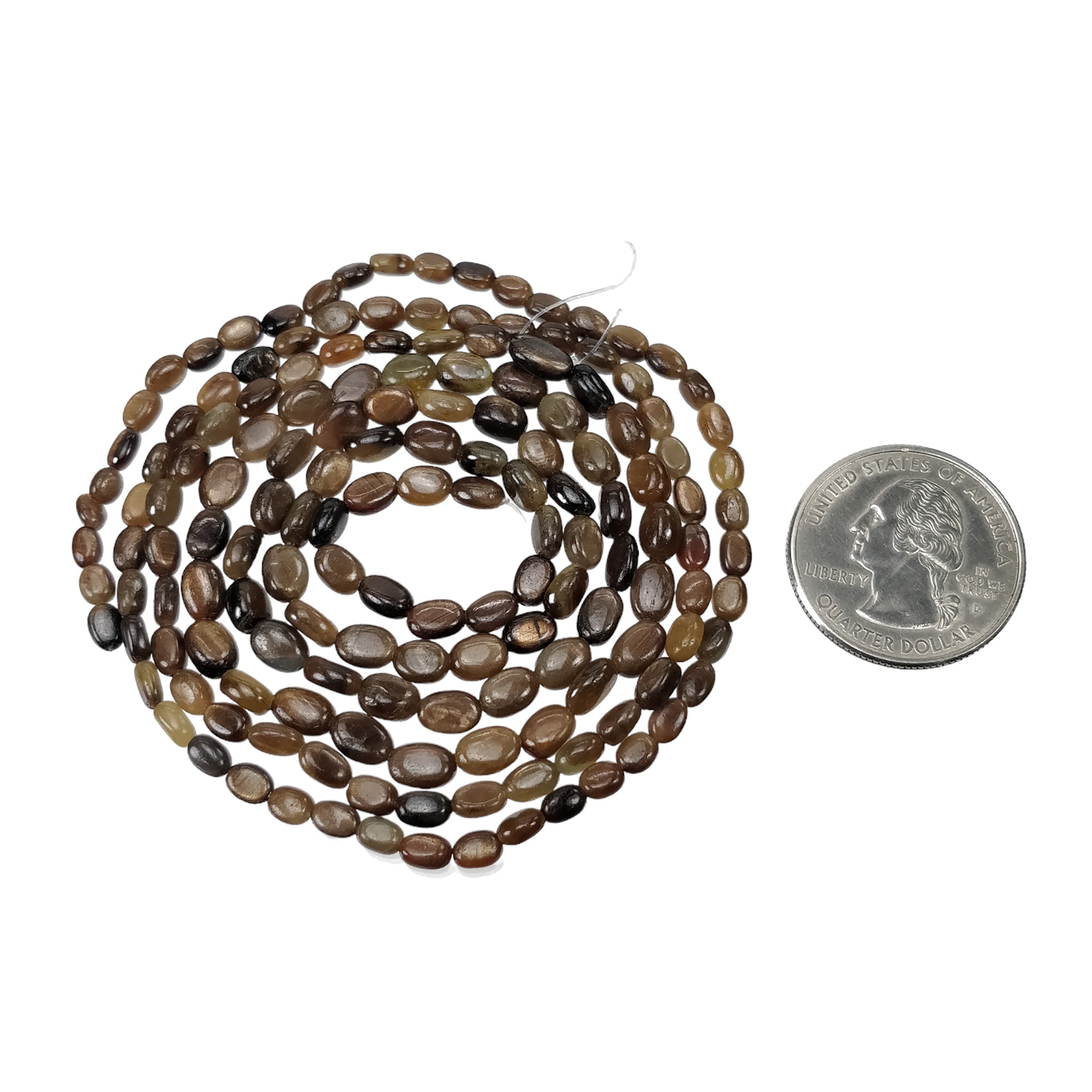 Natural Unheated Golden Brown Chocolate Sapphire Gemstone Cabochon Loose Beads - 115.55cts Oval Plain Nuggets (4x3mm, 6x5mm, 33 Pieces) for Jewelry Making, Wire Wrapping & DIY Crafts