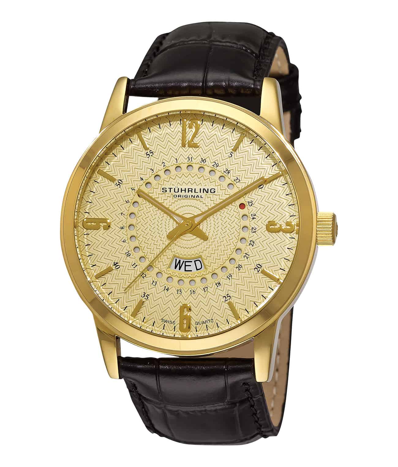White Dial / Rose Case / Brown Leather Strap Rose Gold Layered Tang Buckle