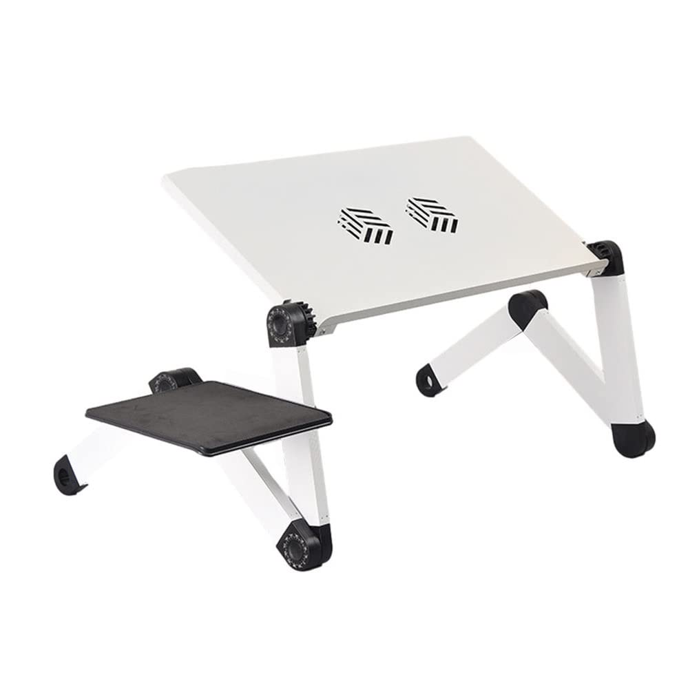 Foldable Aluminum Laptop Stand - Adjustable Portable Bed Table & Breakfast Tray, Ergonomic Lap Desk for Sofa, Couch, Floor Use - White (48x26cm) - Perfect for Home Office, Remote Work & Kids Study