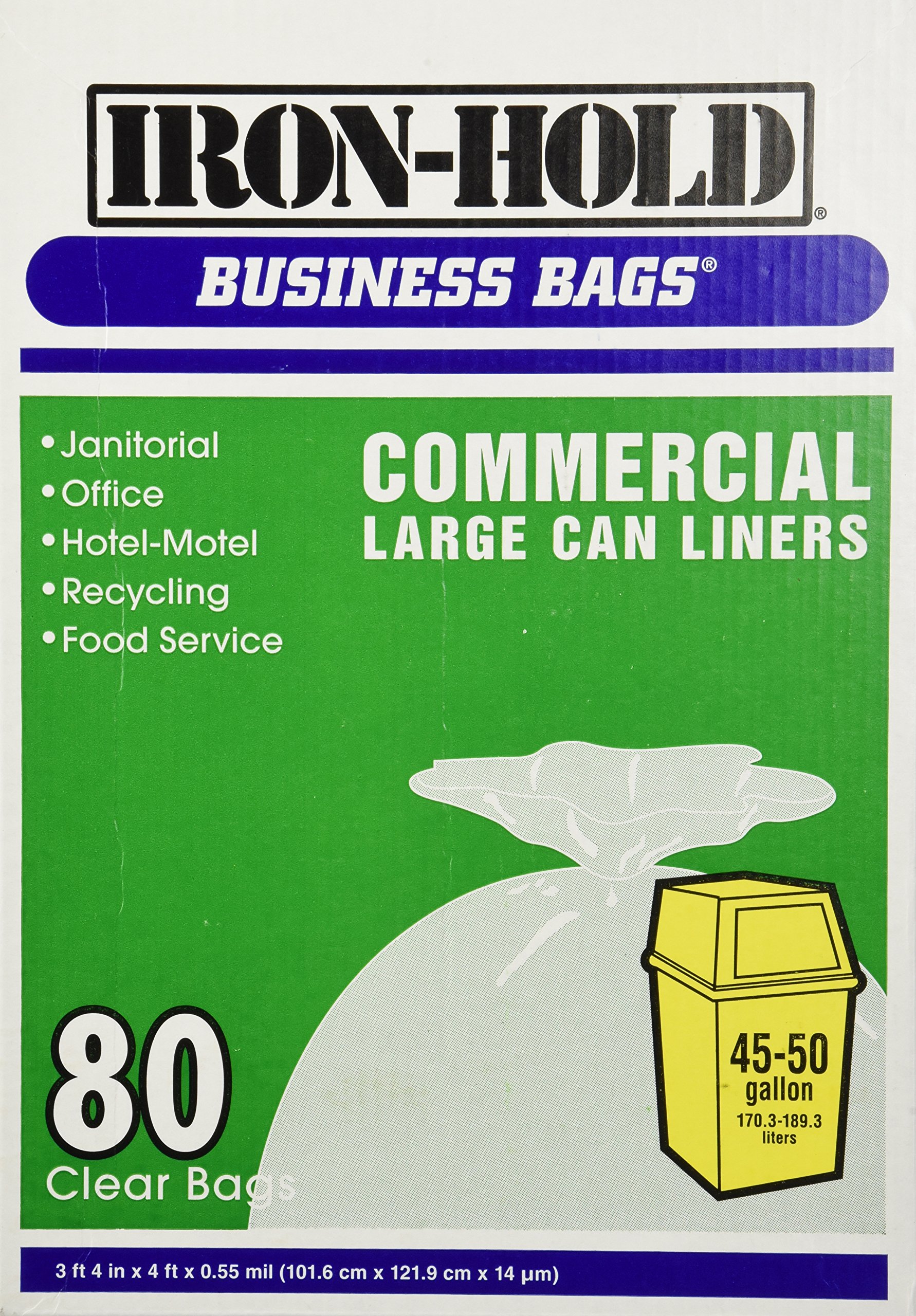 Commercial Large Trash Can Liners - 80 Count Heavy Duty Business Bags for Office, Restaurant & Warehouse Waste Disposal