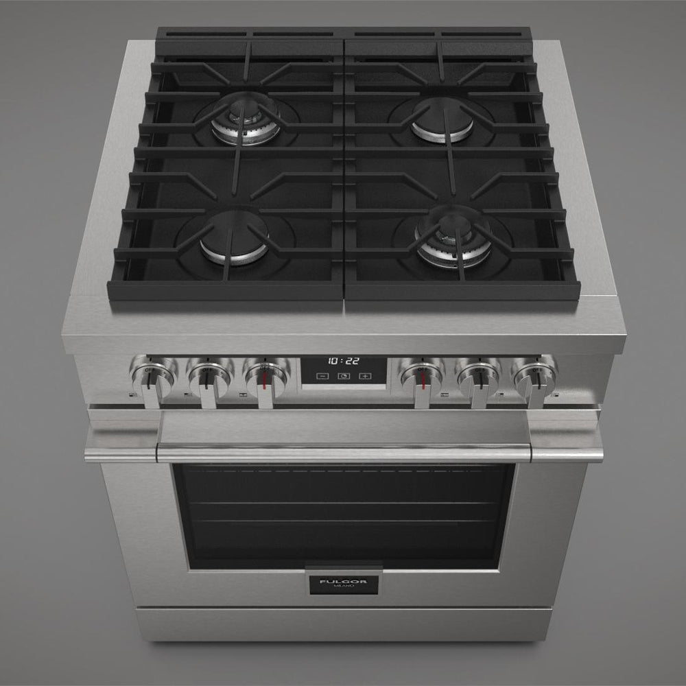 Fulgor Milano 30-inch 400 Series Accento All Gas Range - Stainless Steel (F4PGR304S2) | Professional Gas Stove for Home Kitchen Cooking, Baking & Entertaining