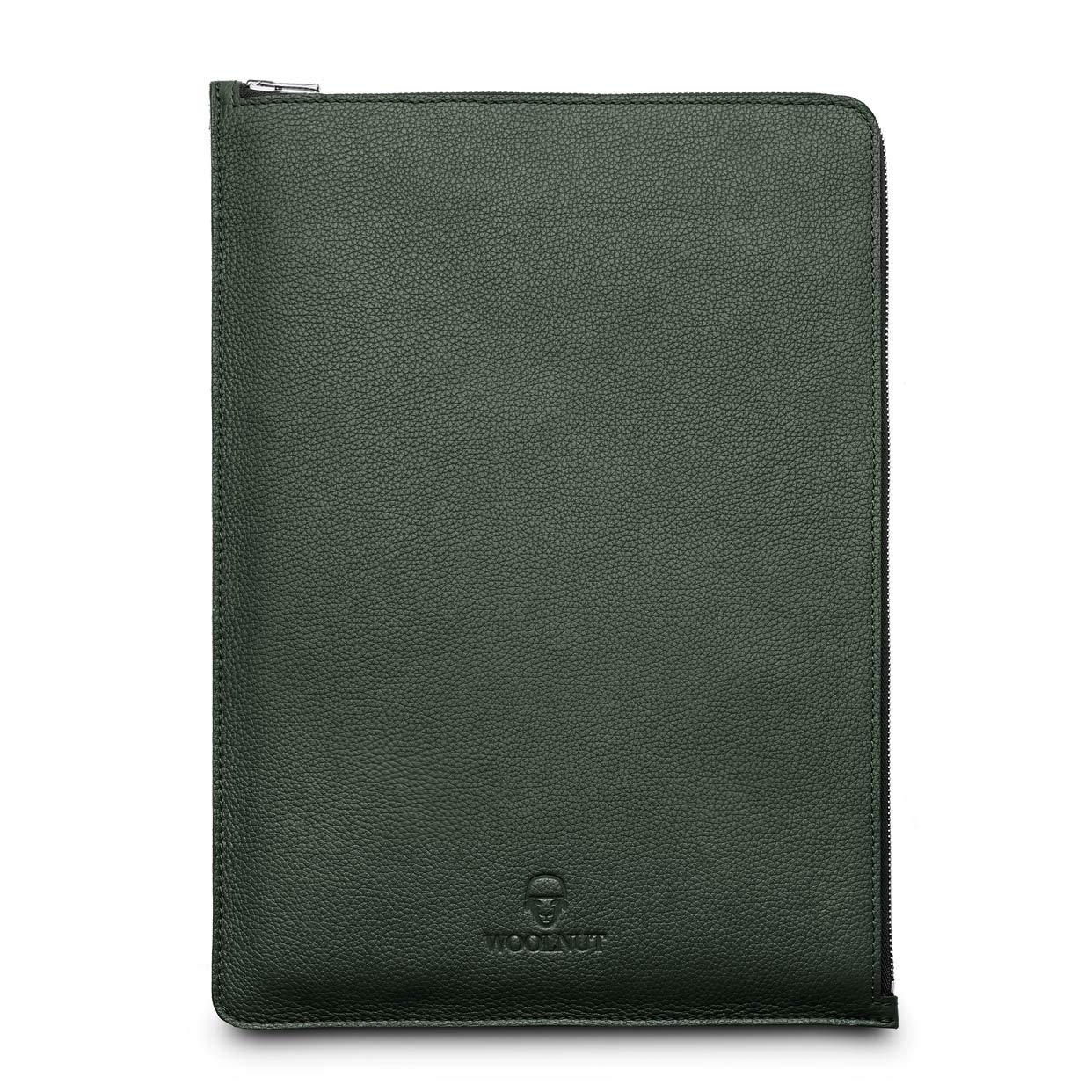 Premium Leather & Wool Folio Zipper Sleeve Case for Dell XPS 15 2020 (9500) & MacBook Pro 15 Inch - Green (WNUT-MBP15-F-393-GN) | Protective Laptop Cover for Work, Travel & School