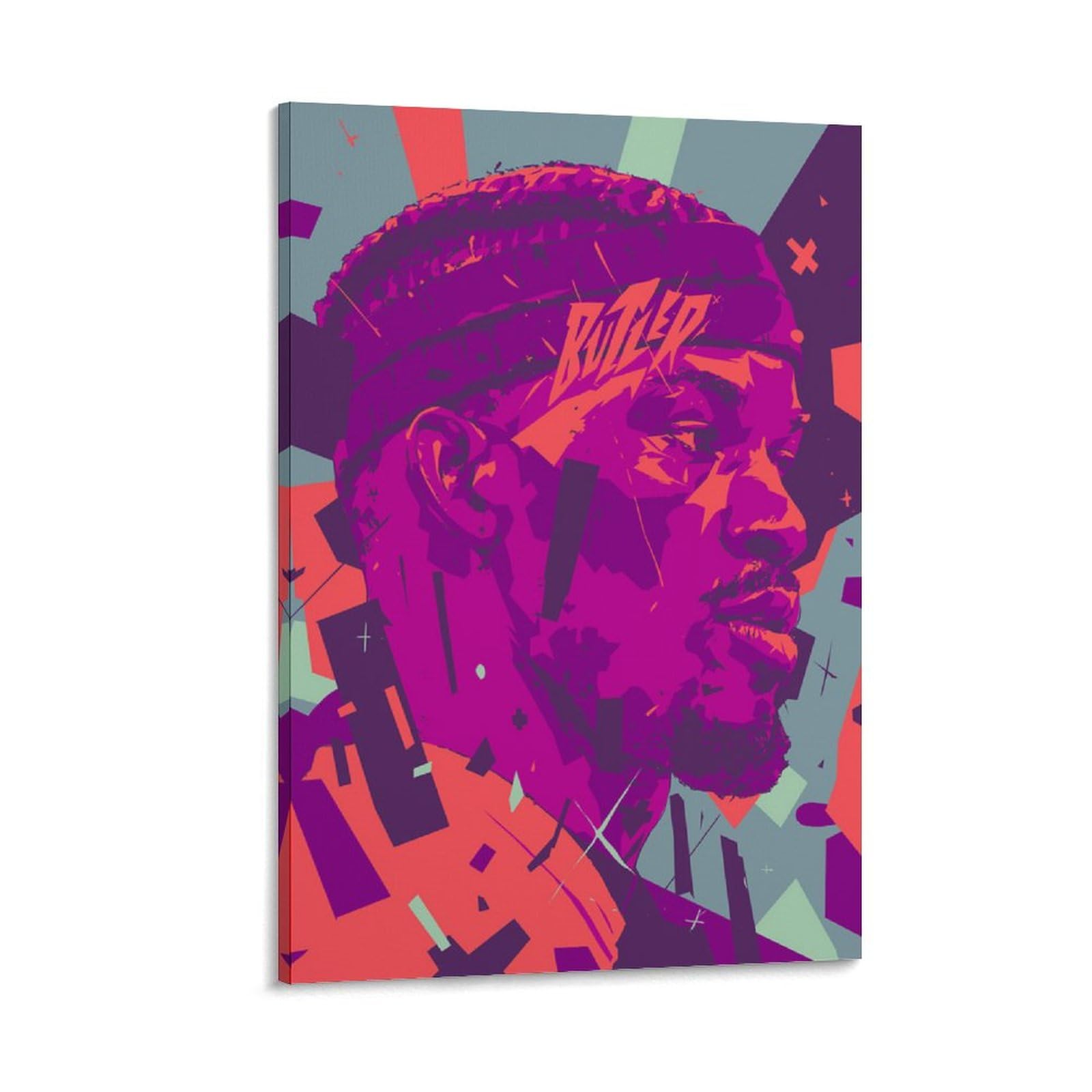 DLUCCA Jimmy Butler Basketball Poster - 24x36inch (60x90cm) NBA Superstar Wall Art, Canvas Print for Home Decor, Bedroom, Office & Man Cave - Perfect Gift for Basketball Fans & Sports Lovers
