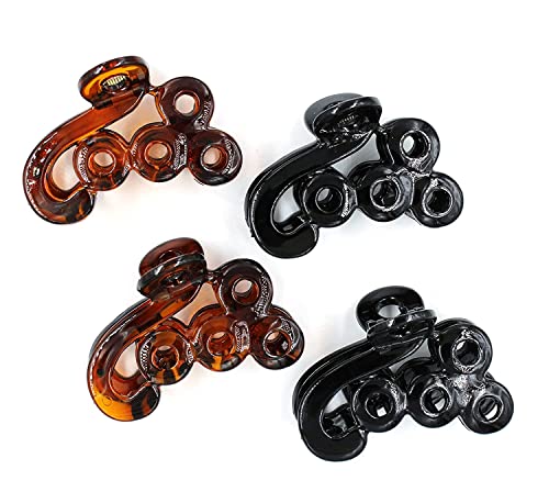 AB Beauty House Medium Size Butterfly Hair Clips - Korean Style Acrylic Hair Accessories (5cm, Pack of 4) - Lightweight Transparent Glossy Finish Hair Clutchers for Women & Girls - Perfect for School, Work, Parties and Everyday Hairstyles