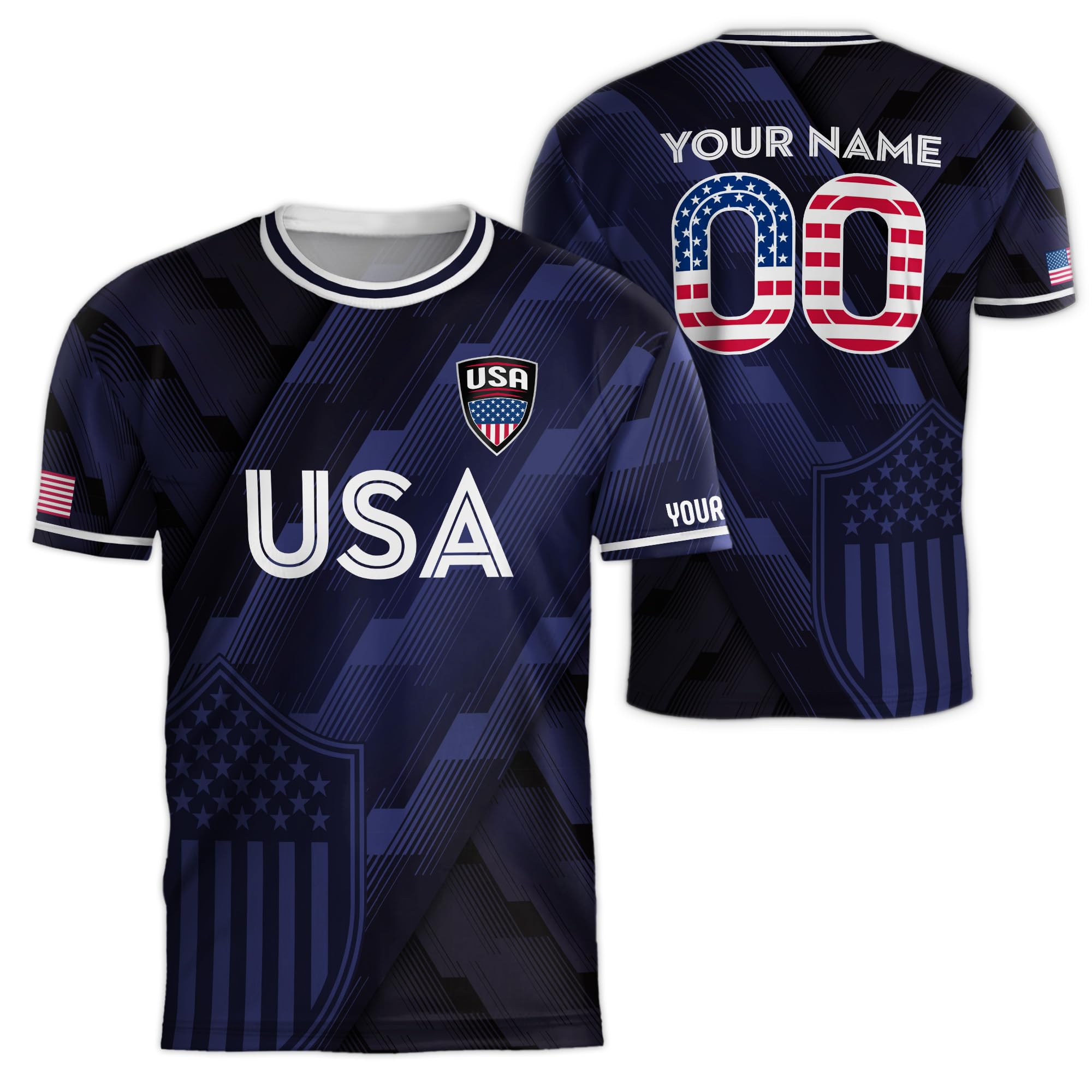 Custom USA Soccer Jersey for Men - Personalized American Football Shirt with Name & Number Printing - Perfect for Games, Training, and Fan Support