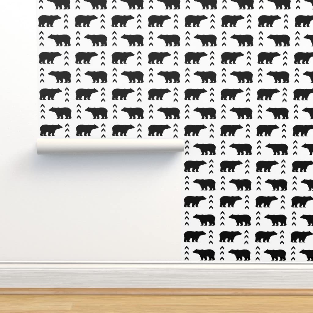 Peel & Stick Wallpaper 12ft x 2ft - Black & White Minimalist Chevron Pattern Modern Monochrome Removable Wallpaper for Kids Room Nursery Decor | Easy DIY Home Improvement
