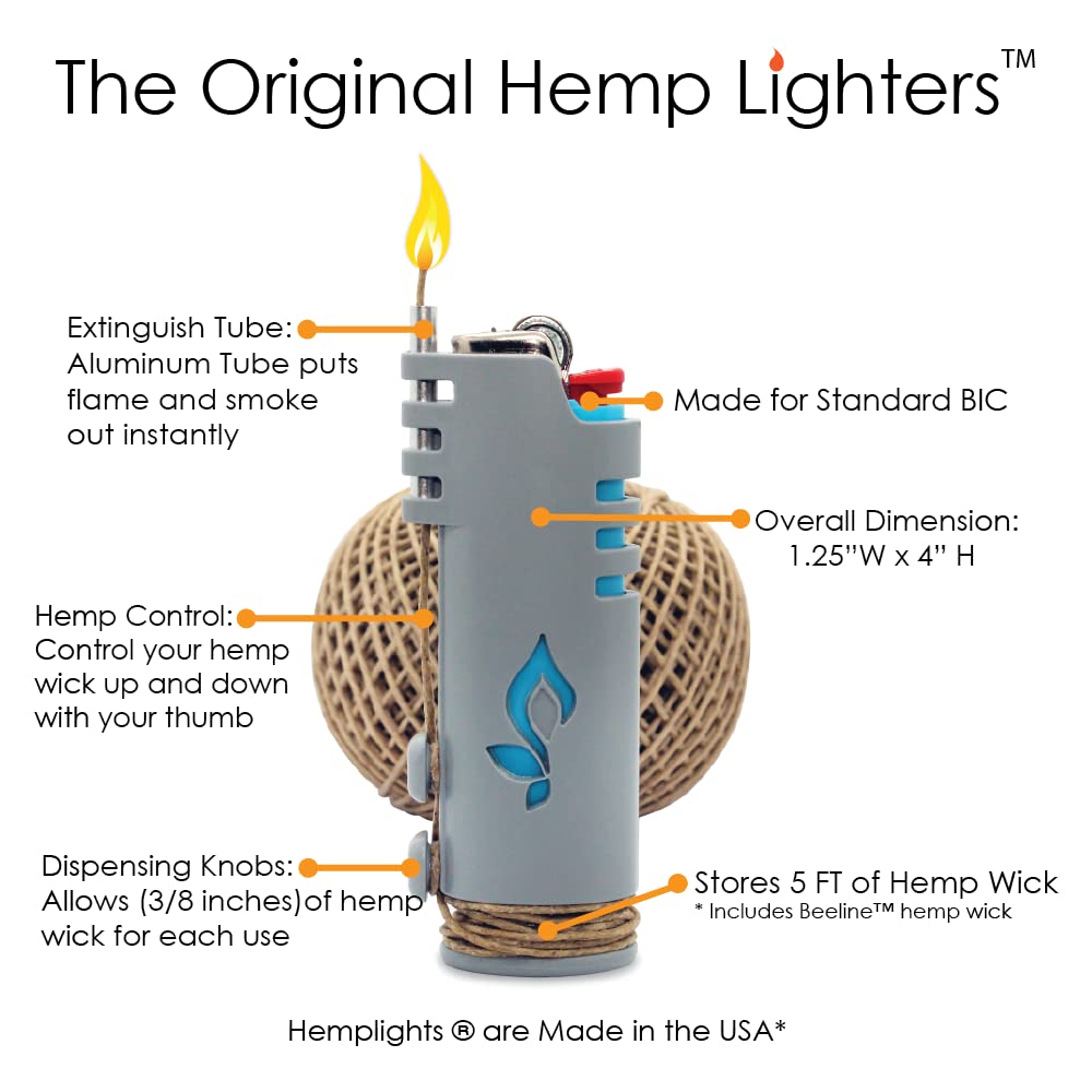 Organic Hemp Wick Lighter Wrapper - 5FT Beeline Hemp Wick for Slow Burning & Clean Flame | Perfect for Candles, Smoking, Camping & Outdoor Use (Lime Green)