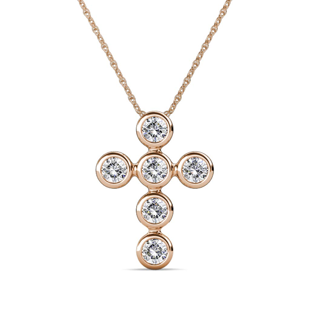 0.10 Carat Diamond Cross Pendant Necklace in 14K Gold with 18 Inch Chain - Perfect for Women's Everyday Wear, Gift Giving & Special Occasions