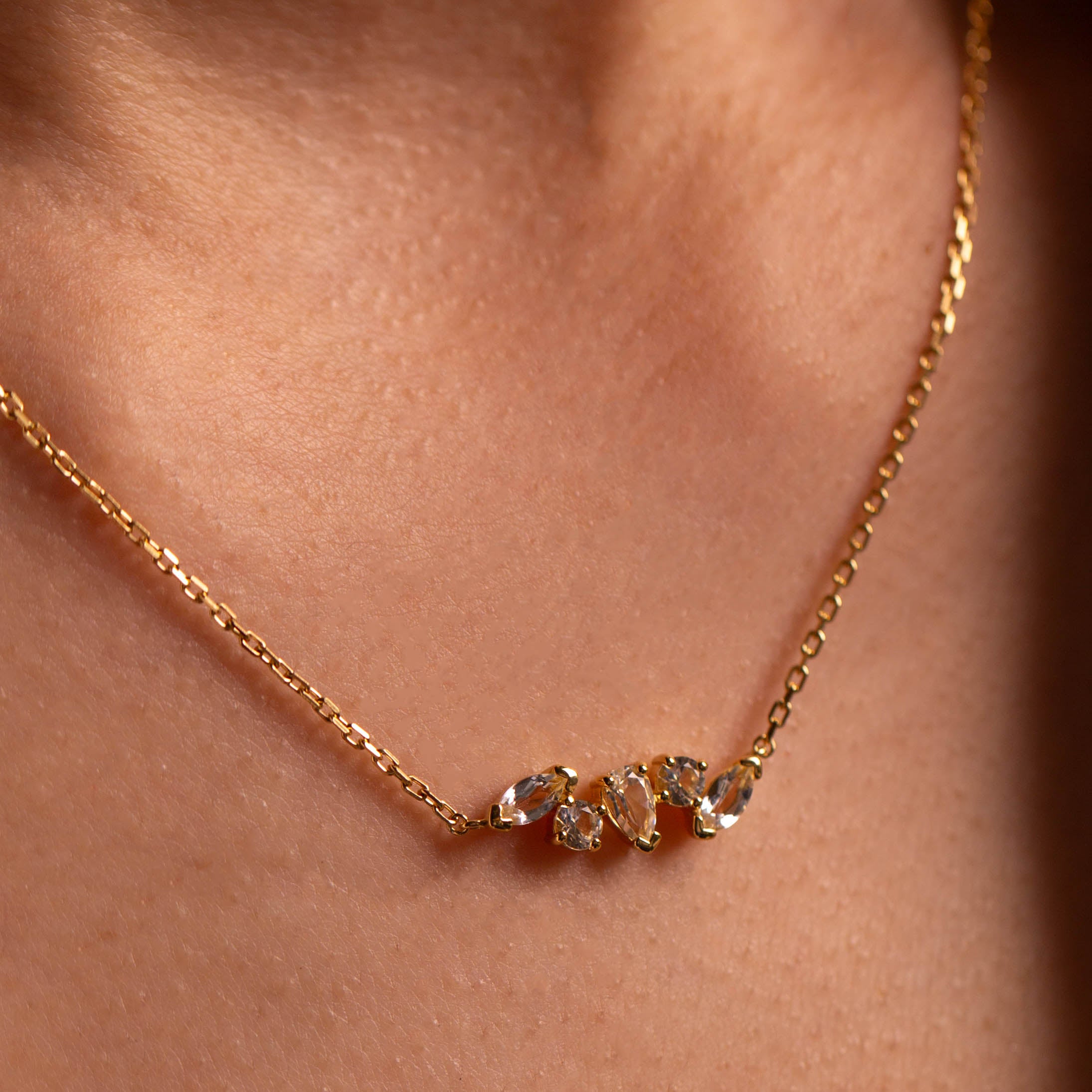 White Topaz Pendant Necklace in 14K Gold - Elegant Jewelry for Women, Perfect for Weddings, Anniversaries & Special Occasions