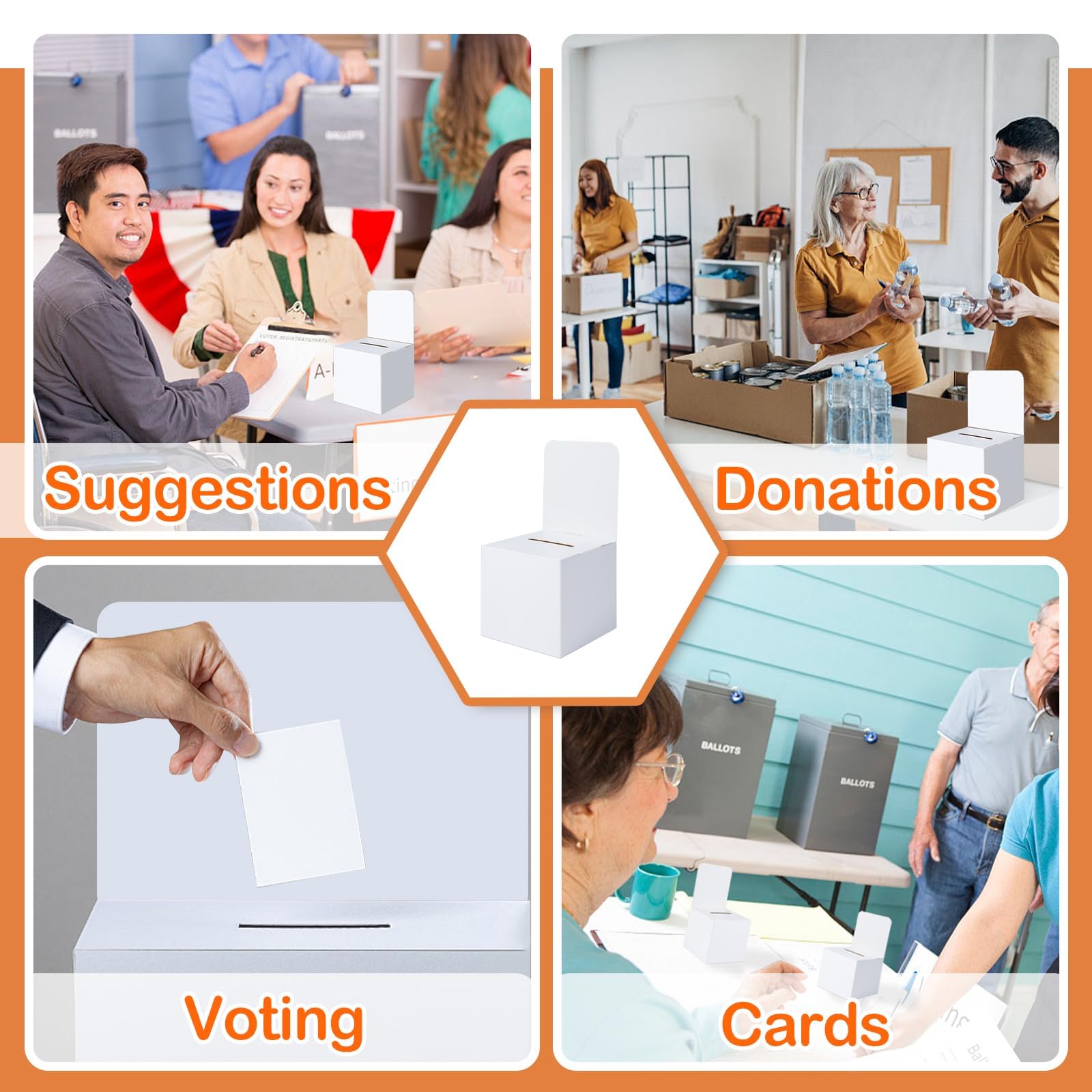 36 Pcs White Cardboard Ballot Boxes for Fundraising, Voting & Donations - Perfect for Events & Contests