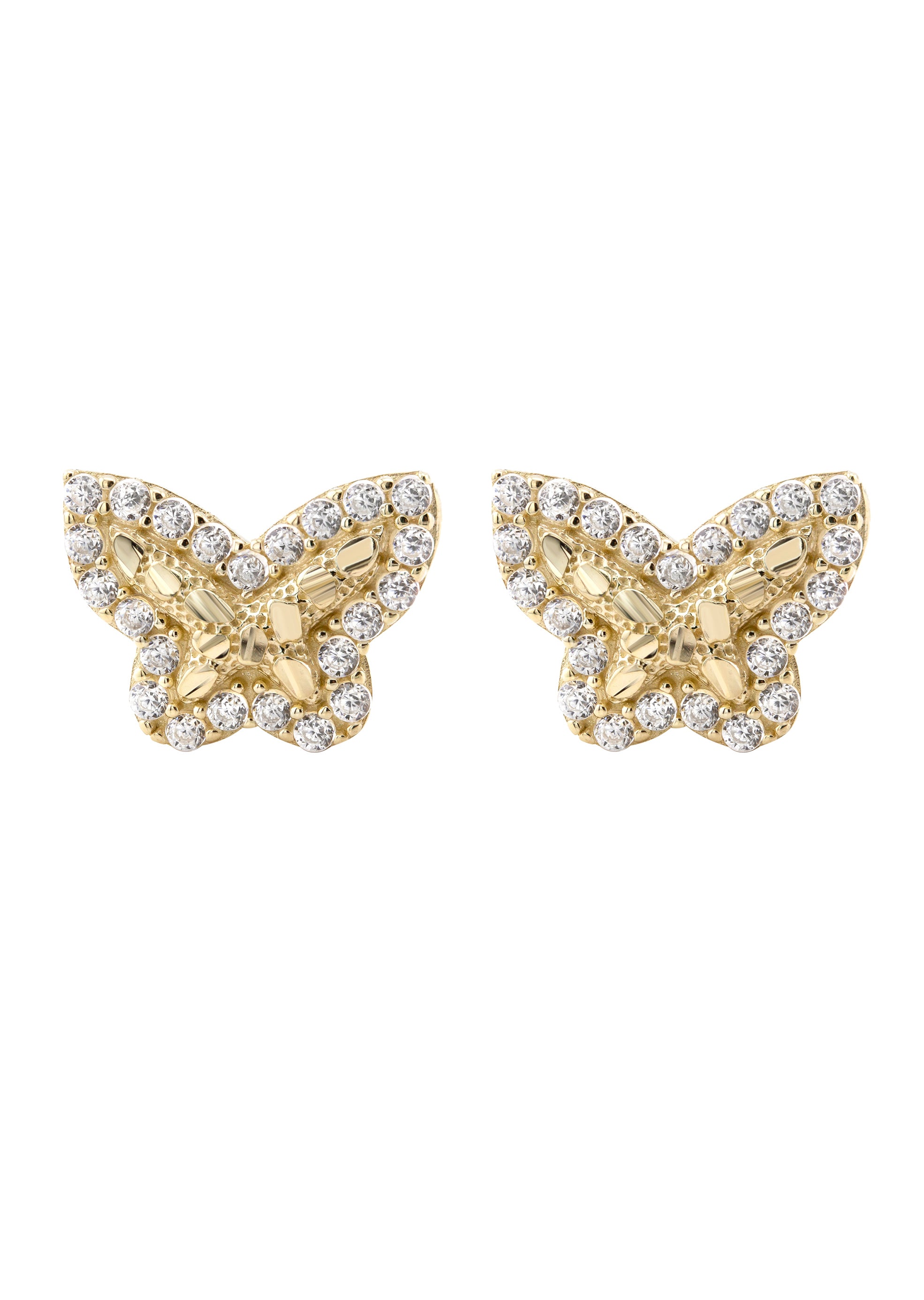10K Gold Butterfly Nugget Earrings - 0.4 Inch Wide Dainty Stud Earrings for Women | Style #133 | Perfect for Everyday Wear, Gifts & Special Occasions