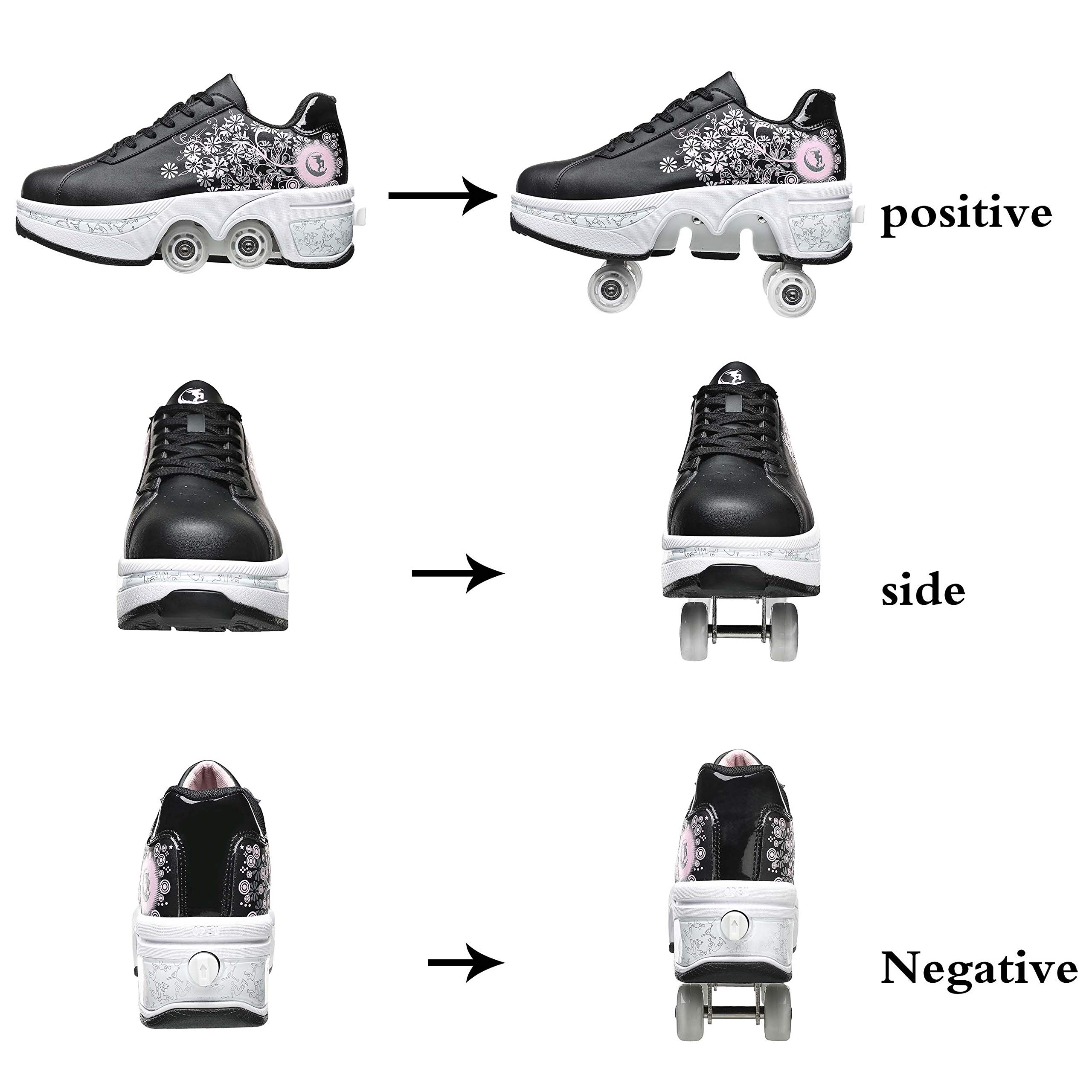 Women's Adjustable 4-Wheel Retractable Roller Skates - Multi-Function Double Row Outdoor Sports Shoes for Walking, Jogging & Fitness | Perfect for Park Trails, Skate Rinks & Urban Commuting