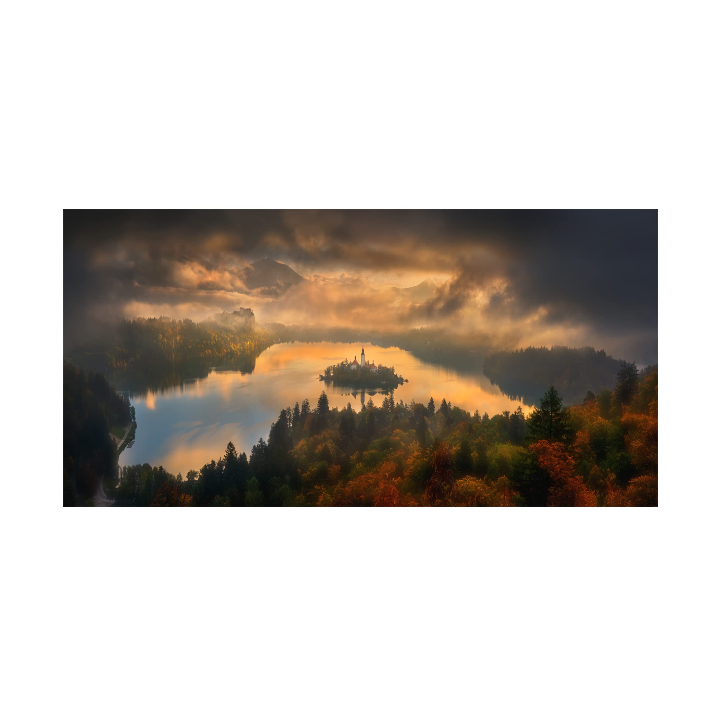 Trademark Fine Art 'Bled' Canvas Wall Art by Krzysztof Browko - Stunning Landscape Painting for Living Room, Bedroom & Office Decor