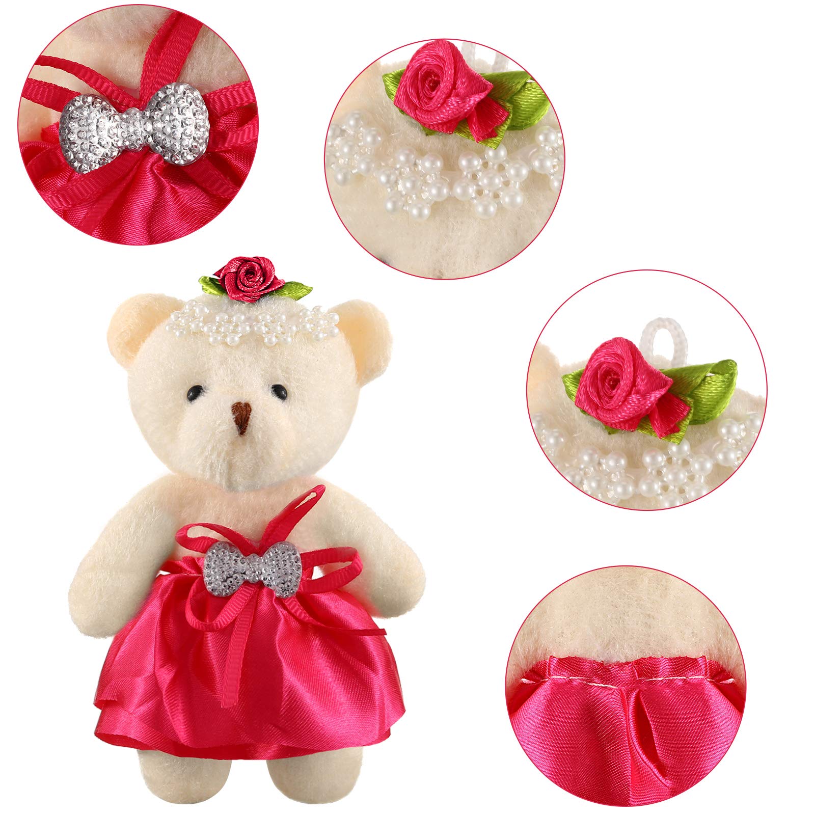 24-Piece Mini Plush Bear Stuffed Animals - Cute Valentine's Day Gifts, Birthday Party Favors, Wedding Cake Decorations & Baby Shower Supplies - Perfect for DIY Crafts, Gift Bags and Home Decor