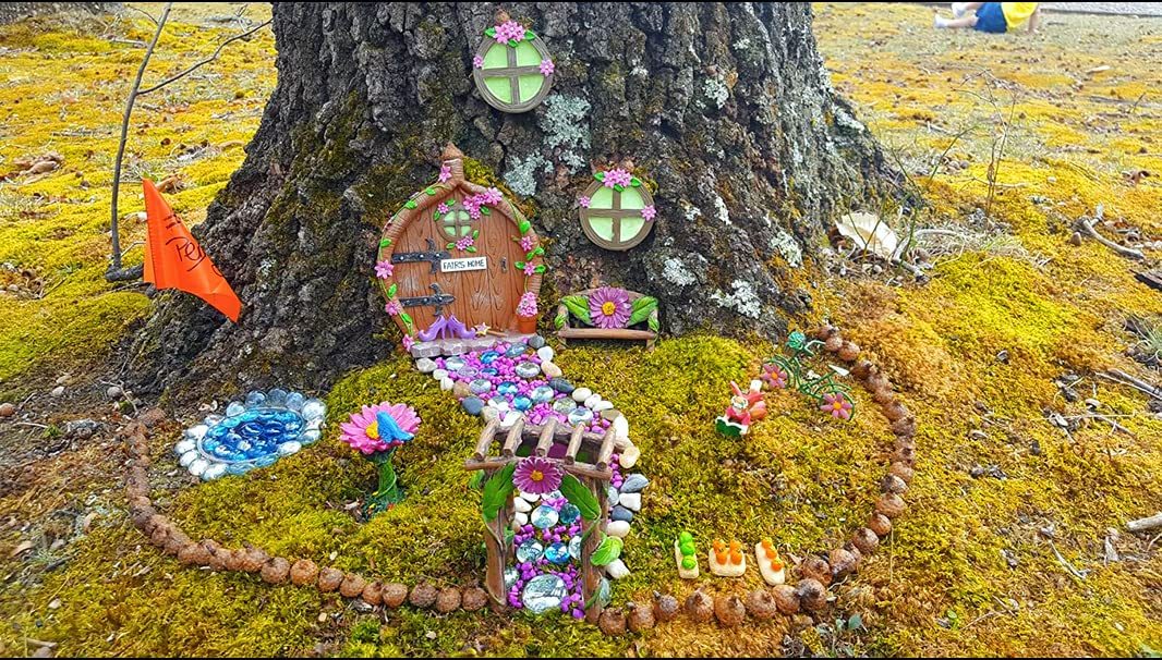 Fairy Garden Miniature Accessories - Pink Flower Set of 4 for DIY Fairy Gardens, Terrariums & Home Decor | Whimsical Fairy House Decorations