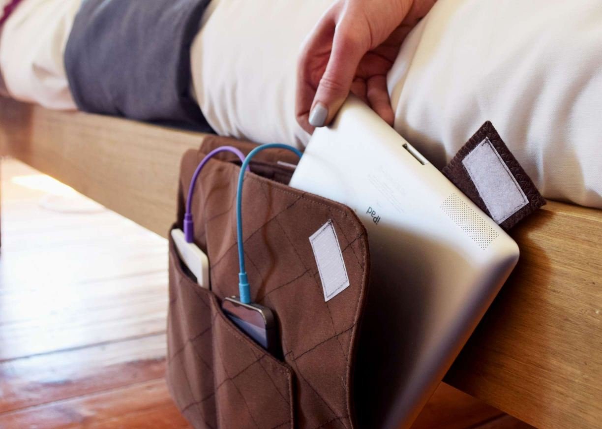 MyVolts Z-Charge - Brown Bedside Charging Station for Phones & Tablets | Nightstand Organizer with USB Ports | Perfect for Bedroom, Office, or Travel Use