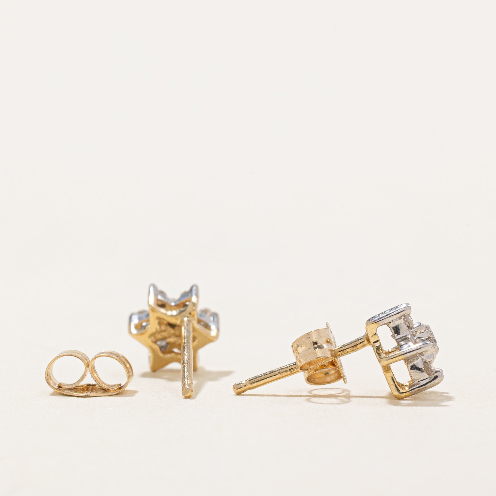 14K Gold Diamond Petal Stud Earrings for Women - 0.10ctw Natural Diamond Earrings | Elegant Gift for Anniversary, Birthday & Special Occasions