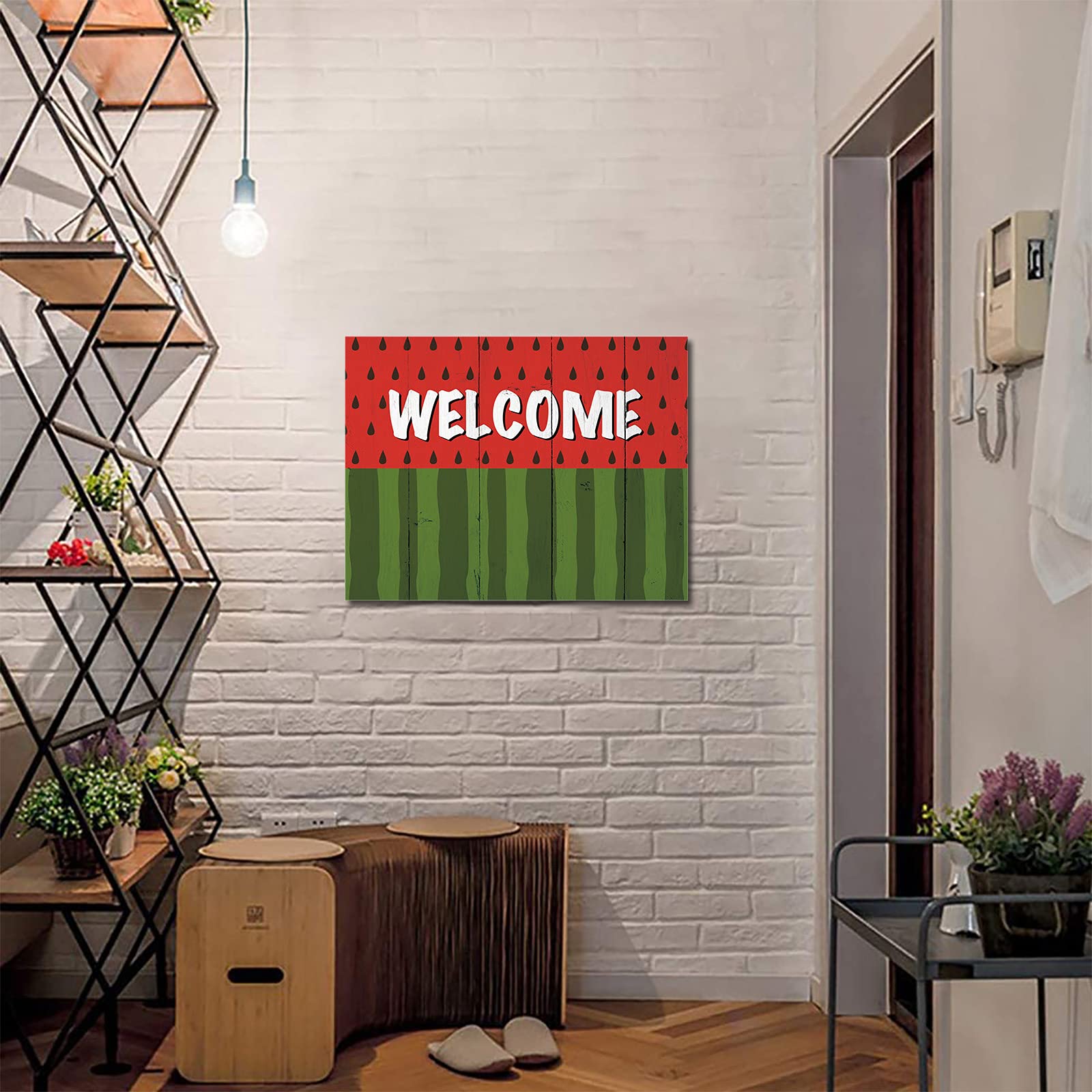 Abstract Watermelon Canvas Wall Art Print - Framed Summer Decor for Bedroom, Bathroom & Kitchen - Ready to Hang 16x20 Inch - Perfect Housewarming Gift & Seasonal Home Decoration