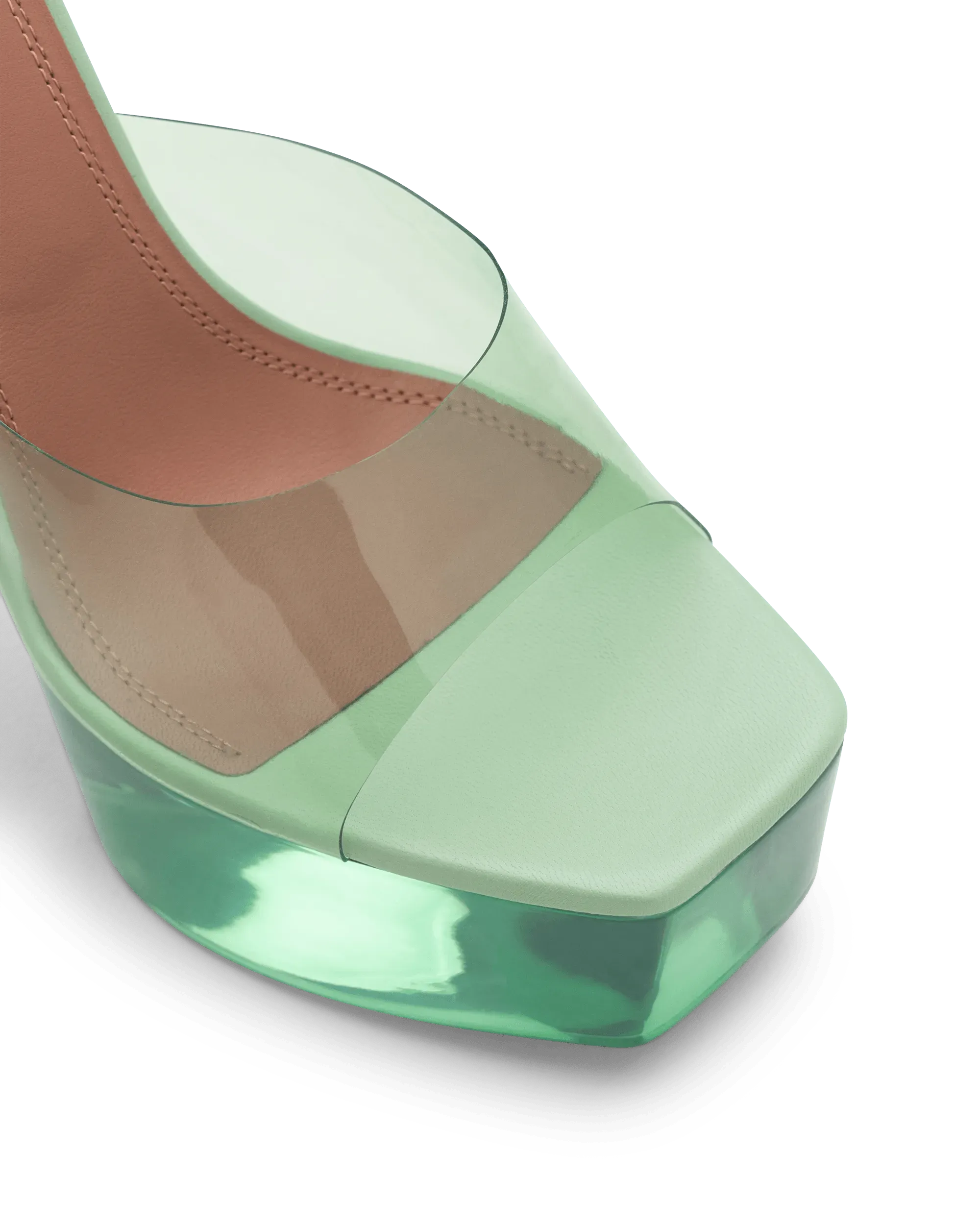 Dalida Glass Emerald Green PVC Platform Sandals for Women - Comfortable High Heel Summer Beach Wedding Party Shoes