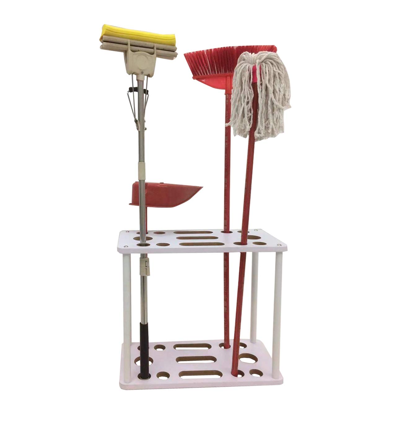 FixtureDisplays® Long Handle Tool Organizer - Heavy Duty Garage & Garden Tool Storage Rack with 2-Tier Design (Model 10018-2D) - Perfect for Organizing Shovels, Rakes, Brooms and Outdoor Equipment