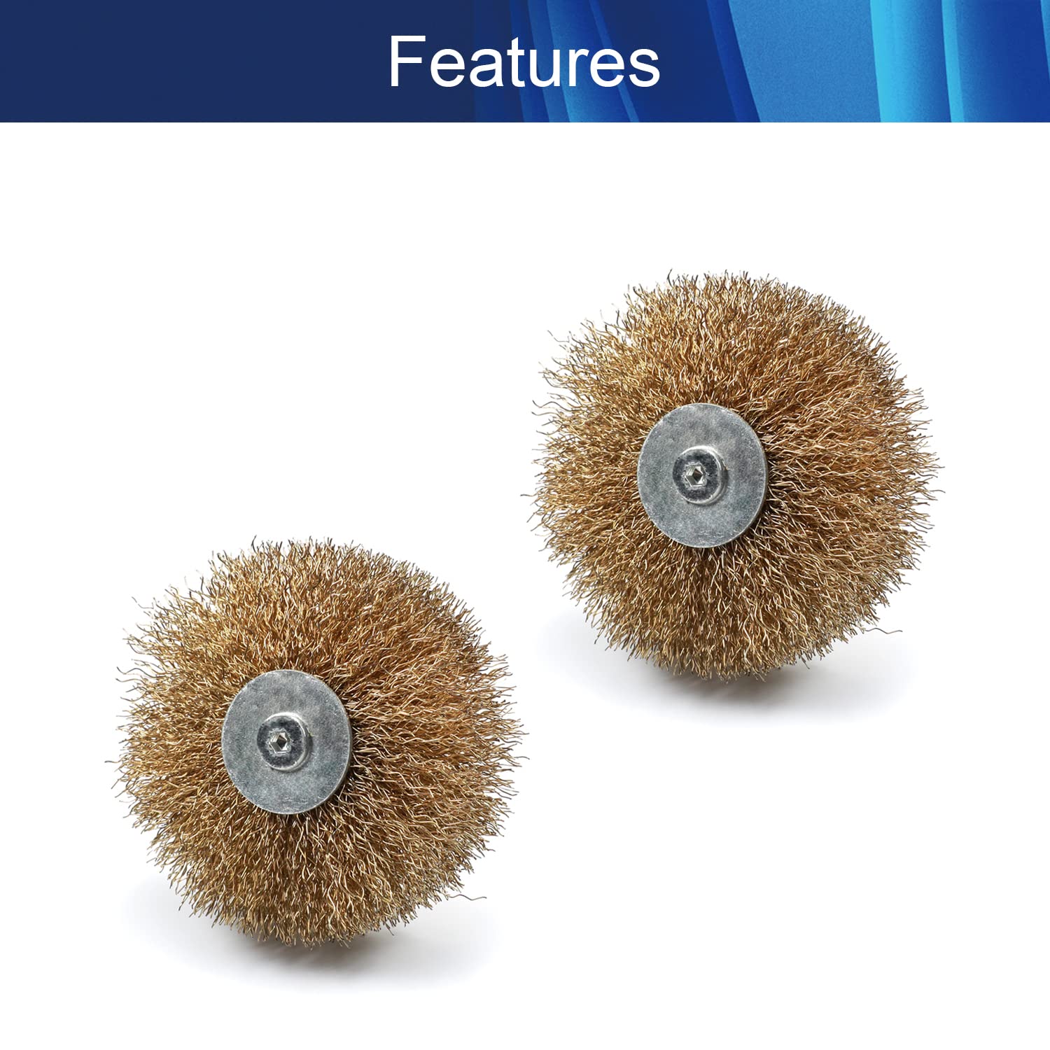 0.3mm Copper Plated Crimped Wire Wheel Brush - 2 Pack Drill Attachment for Metal Polishing, Rust & Paint Removal - Perfect for Automotive Restoration, DIY Metalworking & Industrial Cleaning