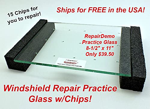 Windshield Repair Practice Glass with Chips - Professional Auto Glass Repair Training Kit for DIY & Professional Use - Perfect for Windshield Crack Repair Practice & Training